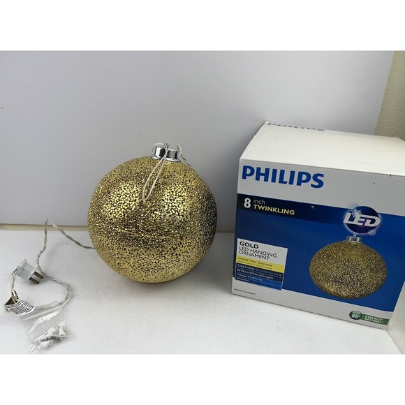 NEW Philips Gold LED‎ Christmas Holiday Hanging Oranment - 8" Inch Twinkling - Picture 2 of 5